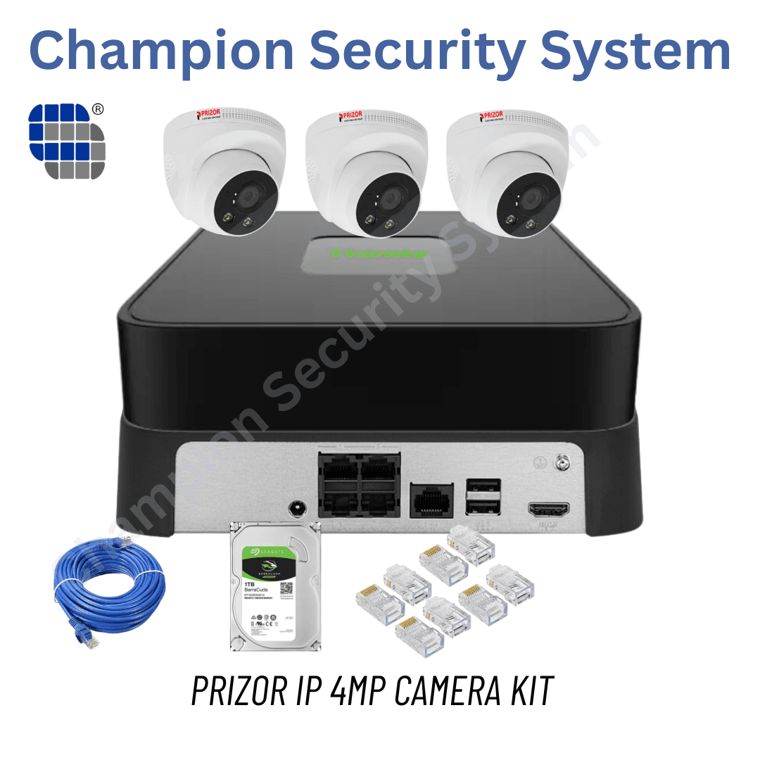 4MP IP 3 Camera Security Setup with PoE NVR, Cable & HDD – Complete CCTV Package