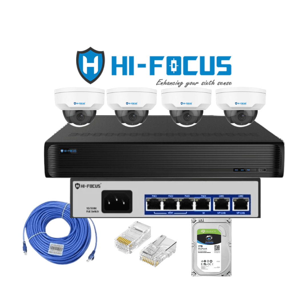 Hi-Focus 4MP CCTV Kit in Mumbai with 1TB HDD, 4 Dome Cameras, NVR & Installation Support