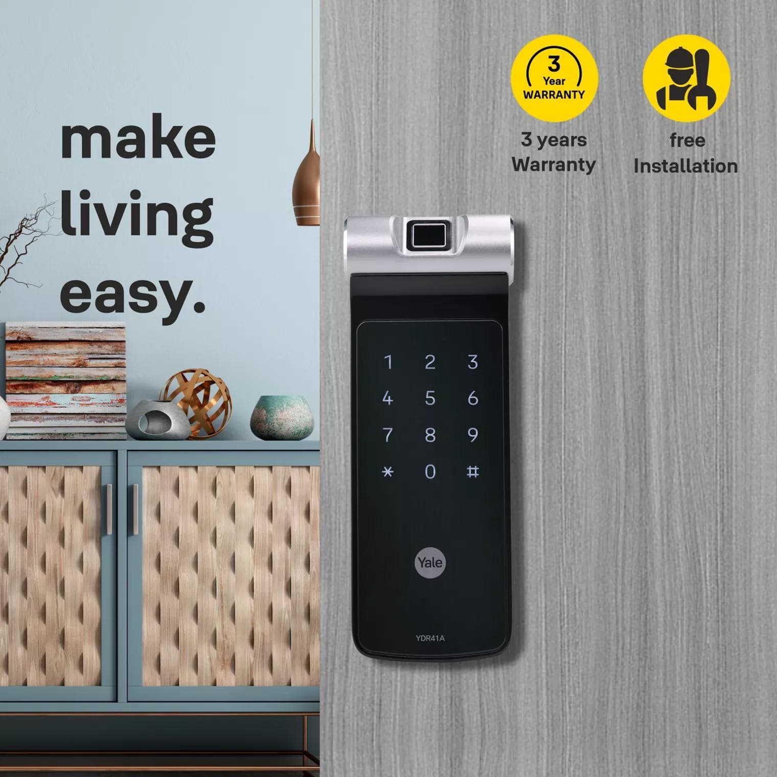 Yale YDR-41A (4th Gen) Smart Door Lock – PIN, RFID & Mechanical Key Access - View 4