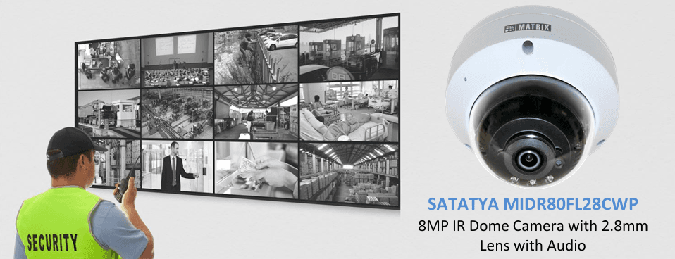 Matrix SATATYA MIDR80FL28CWP 8MP IR Dome Camera with 2.8mm Lens & Audio - View 4