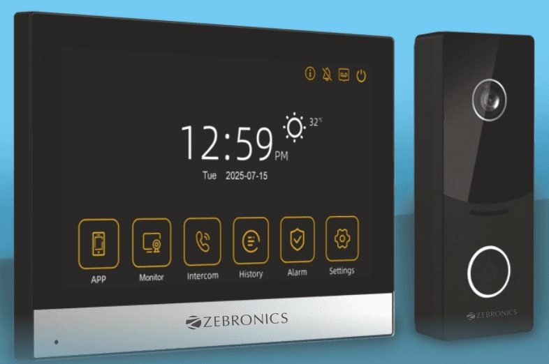Zebronics smart video door phone system 7-inch touchscreen monitor, remote door unlocking