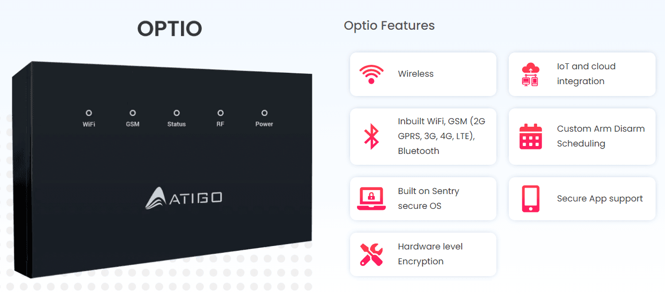 Atigo Optio Smart Home Security Control Panel – Wireless IoT Panel with WiFi & GSM - View 2