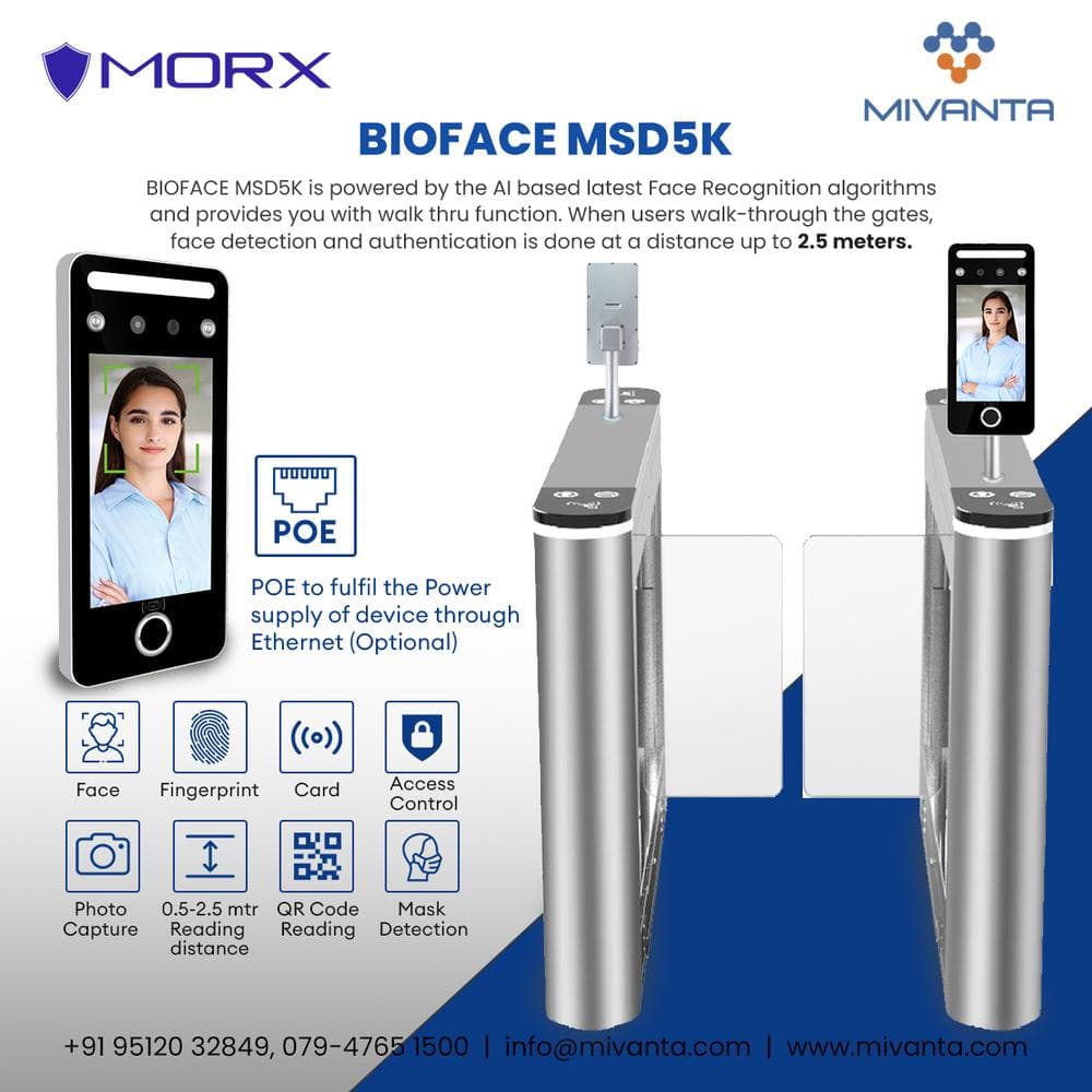 Mivanta BioFace MSD5K AI Face Recognition Biometric Attendance & Access Control - View 4