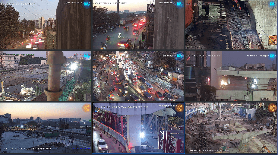 Mumbai Metro MMRDA Line 6 – PTZ Camera Installation Work: The installation has been completed across all 8 stations, namely: Mogra Nala, Adarsh Nagar, Jogeshwari, Pratap Nagar, Saki Vihar Road, Powai Lake, Powai IIT, and Kanjur Marg (West) - Image 1