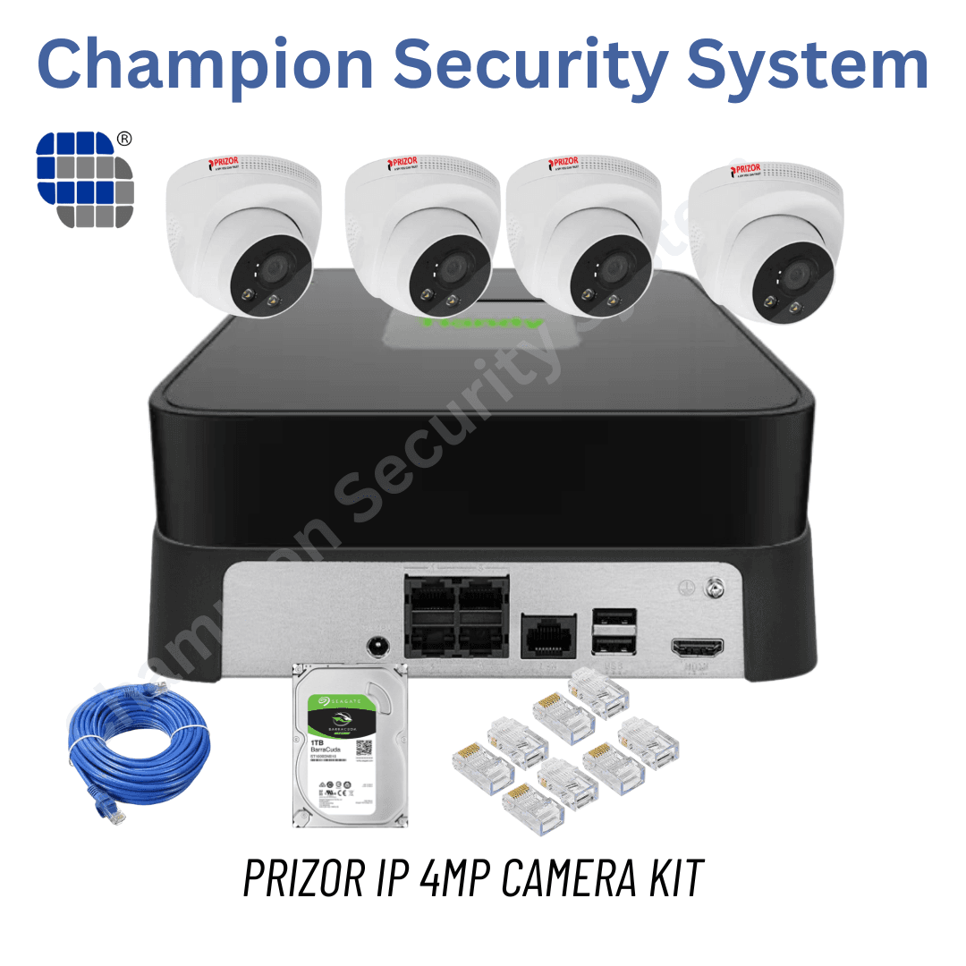 4MP IP 4 Camera setup with PoE NVR cable & HDD